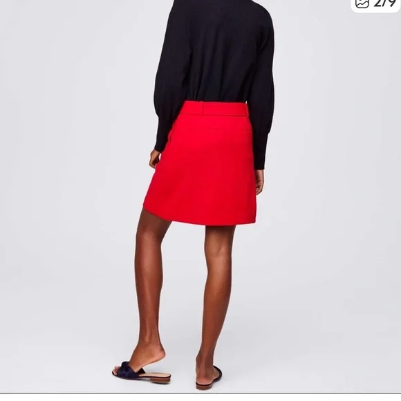 Ann Taylor Loft Tie Waist Pocket Skirt - size 8 - red - FLATTERING!!! - Picture 2 of 6